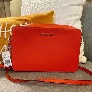 Orange LG EW crossbody leather purse